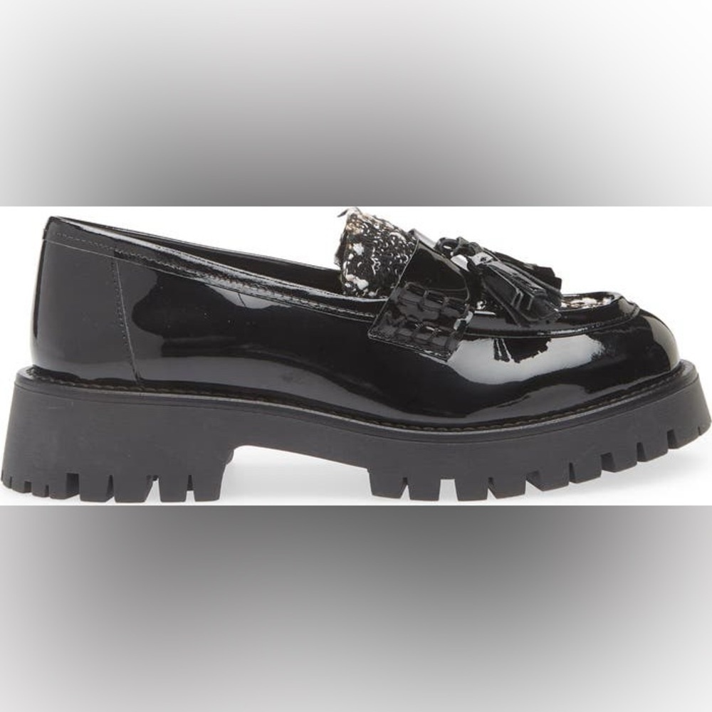 Bruno Magli Black Patent Leather Lana Fringe Loafer (Women) Brand New!!! Size 6 - Picture 2 of 7
